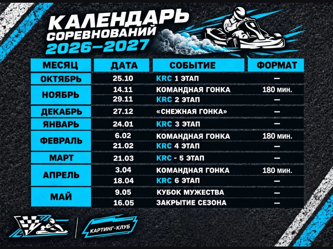 Расписание соревнований сезон 2026-2027